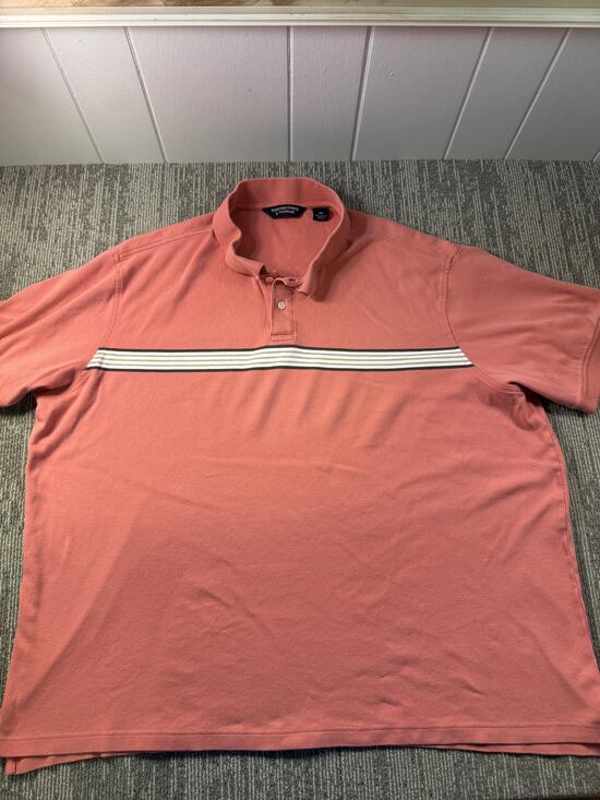 Roundtree & Yorke Other - Roundtree & Yorke Polo Shirt Mens Big 3XLT Pink Stripe 100% Cotton Casual Knit